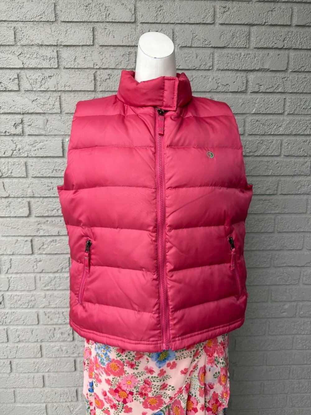 Duck Head Hot Pink Full Zip Preppy Lightweight Women's Puffer Vest Size L